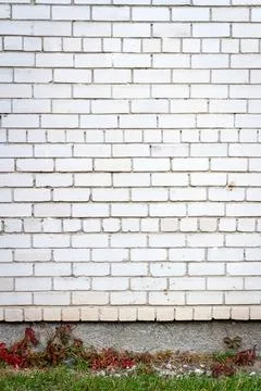 Old cracked white brick wall Stock Photos