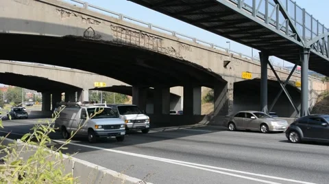 Old Cracking Concrete Highway Overpass Stock Footage 53831607