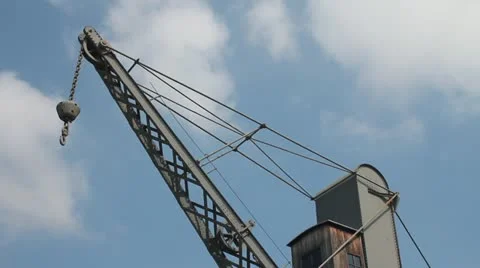 Old crane and “Bigo” structure at the port of Genoa Stock Footage 12314014