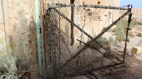 Old creepy gate Stock Footage 35350853