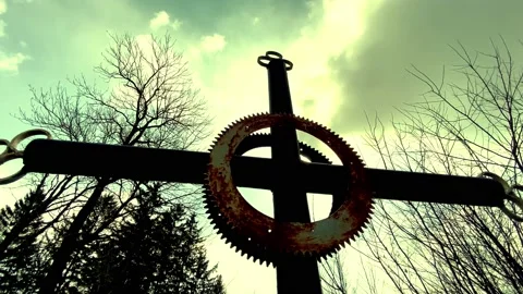 Old cross on graveyard Stock Footage 151485210