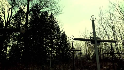 Old cross on graveyard Stock Footage 151485272