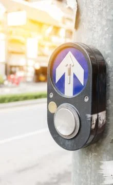 Old Crosswalk button. Stock Photos