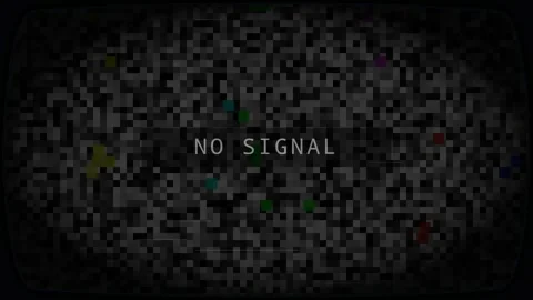 Old CRT Screen Pixelated Glitch Effect with No Signal Text Stock Footage 341673155