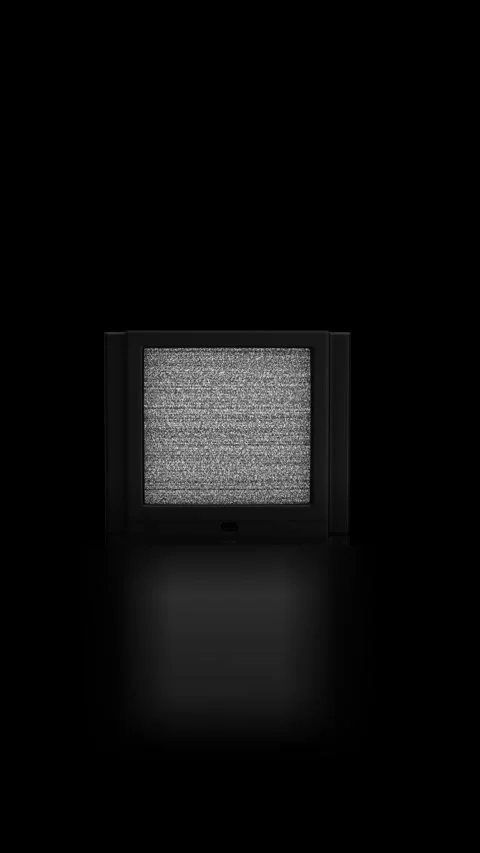Old CRT television static background noisy monochrome screen, dark studio space, Stock Footage 340556695