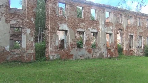 Old crumbling brick house, abandoned building background. Stock Footage 78066060