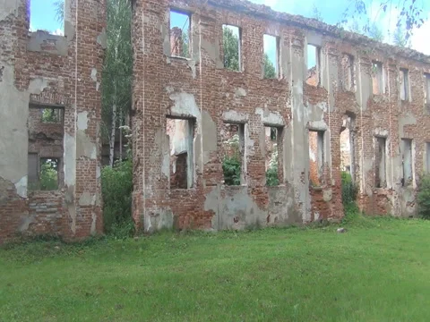 Old crumbling brick house, abandoned building background. Stock Footage 78069963
