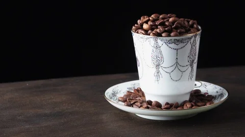 Old cup rarity. coffee beans Stock Footage 101759936