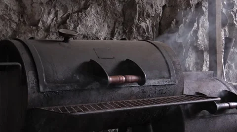 Old cylindrical barbecue Video stock 49832733