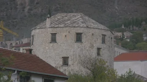 Old cylindrical building in Mostar 스톡 동영상 12542169