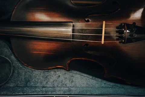 Old Czech violin in an open case Stock Photos