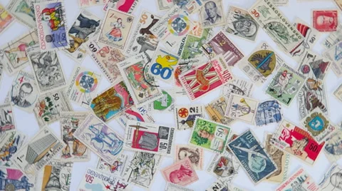 Old Czechoslovak stamps  Stock Footage 36017462