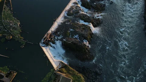 Old dam and river flowing down Stock-Footage 168857514
