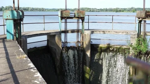 Old dam on the lake Video stock 246774348