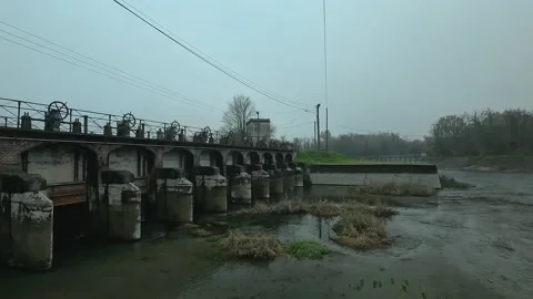 Old dam on the river Stock Footage 227345621