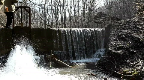 Old dam on the river in the woods Stock Footage 650561