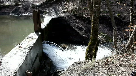 Old dam on the river in the woods Stock Footage 650572