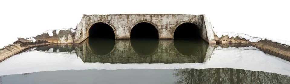 Old dam on small river in the winter Stock Photos