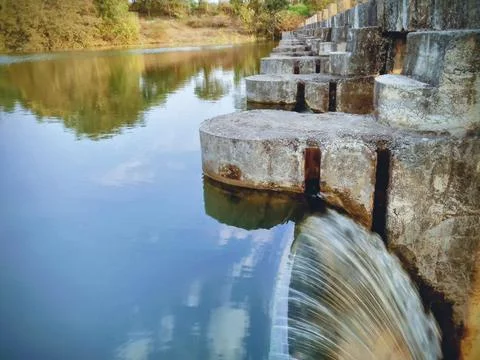 Old dam waterfall Stock Photos