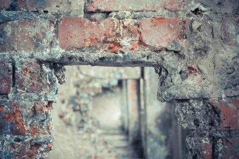 Old damaged brick wall texture. Stock Photos