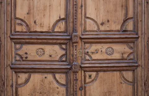 Old damaged Door With Handle Stock Photos