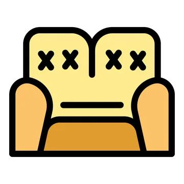Old damaged sofa showing signs of wear and tear Stock Illustration