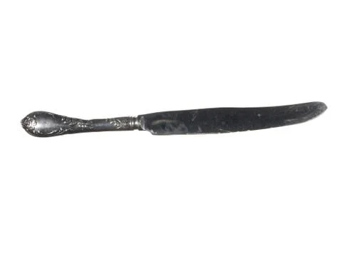 Old damaged table knife isolated on white background Stock Photos