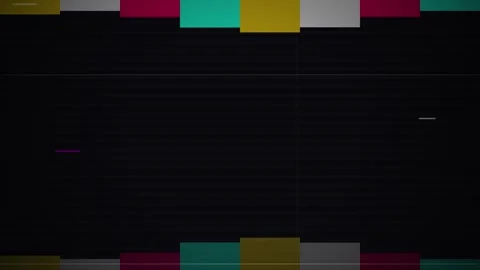 Old damaged VHS tape playing with retro analog glitch bars and static Stock Footage 345655638