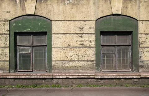Old damaged windows Foto stock
