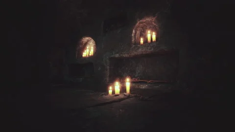 Old dark catacombs with candles Vídeos de archivo 166207287