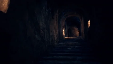 Old dark catacombs with candles Vídeos de archivo 166207292