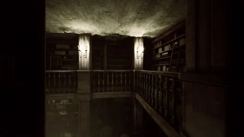 Old dark Classical library room Видео 160190960