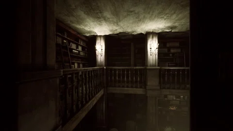 Old dark Classical library room Stock-Footage 160747766