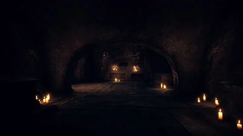 Old dark stone underground Catacombs Vídeo Stock 159402304