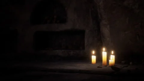 Old dark stone underground Catacombs 動画素材 163045070
