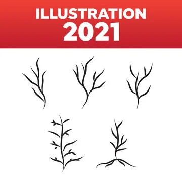 Old dark trees. Dead forest trees icons. Silhouette dead tree vector illustra Stock Illustration