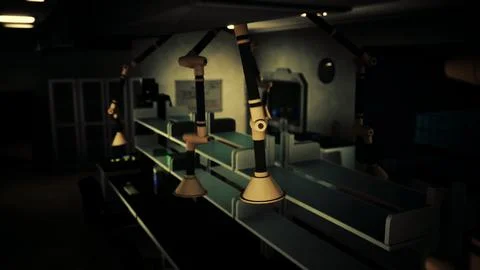 Old dark vintage computing laboratory Stock Illustration