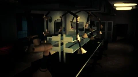 Old dark vintage computing laboratory Illustrazione stock