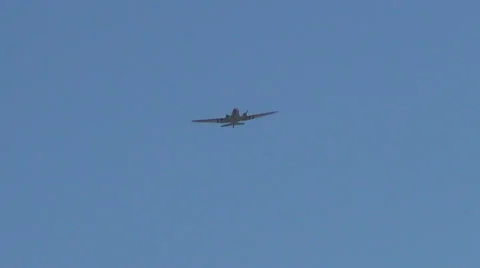 Old DC3 propeller airplane in flight Stock Footage 36423157