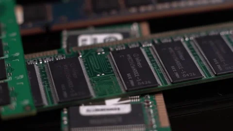 Old DDR RAM Memory Modules, Close Up of Computer Hardware Stock Footage 327540043