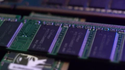 Old DDR RAM Memory Modules, Close Up | Stock Video | Pond5