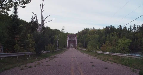 Old Dead River Bridge Extreme Wide Static Stock Footage 71329075