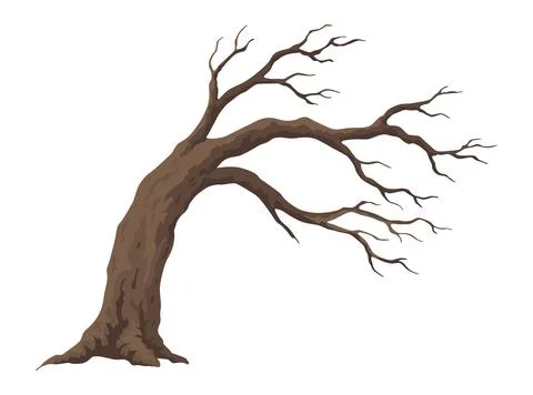 Old dead tree. Hand draw leafless trunk. Winter or autumn season plants icon Stock-Illustration