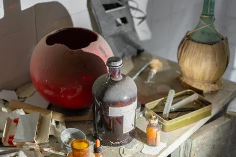 Old decay rust equipment in old abandoned house strutture in wood - Diegomorra Stock Photos