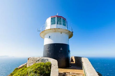 Old decommissioned lighthouse at Cape Point, Cape Town, South Africa Stock Photos