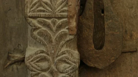 Old decorated door frame Stock Footage 162778519