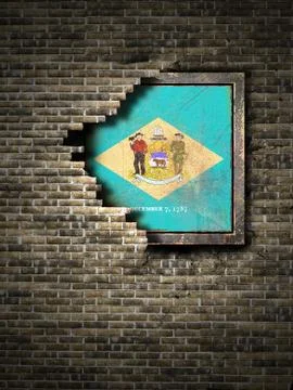 Old Delaware flag in brick wall Stock Illustration