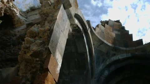 Old Derelict Monument Pan Stock Footage 53232638