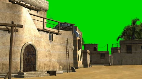 Old desert city - video background - green screen  Video stock 33798101
