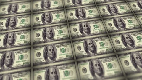 Old Design USD $100 Banknotes Zooming Out to Reveal Many Bills in Loop Animation Stock Footage 292324210